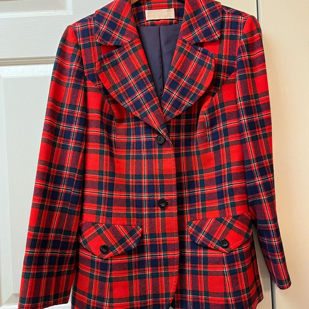 Pendleton red plaid wool jacket vintage